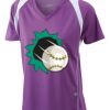  James & Nicholson Ladies' Running-T (paars/wit) Thumbnail