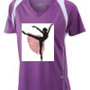  James & Nicholson Ladies' Running-T (paars/wit) Thumbnail
