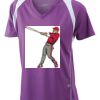  James & Nicholson Ladies' Running-T (paars/wit) Thumbnail