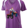 James & Nicholson Ladies' Running-T (paars/wit) Thumbnail