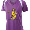  James & Nicholson Ladies' Running-T (paars/wit) Thumbnail