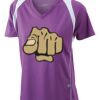  James & Nicholson Ladies' Running-T (paars/wit) Thumbnail