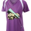  James & Nicholson Ladies' Running-T (paars/wit) Thumbnail