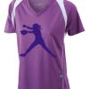  James & Nicholson Ladies' Running-T (paars/wit) Thumbnail