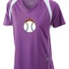  James & Nicholson Ladies' Running-T (paars/wit) Thumbnail