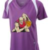  James & Nicholson Ladies' Running-T (paars/wit) Thumbnail