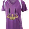  James & Nicholson Ladies' Running-T (paars/wit) Thumbnail