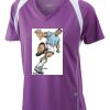  James & Nicholson Ladies' Running-T (paars/wit) Thumbnail