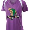  James & Nicholson Ladies' Running-T (paars/wit) Thumbnail