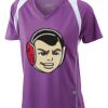  James & Nicholson Ladies' Running-T (paars/wit) Thumbnail
