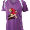  James & Nicholson Ladies' Running-T (paars/wit) Thumbnail