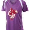  James & Nicholson Ladies' Running-T (paars/wit) Thumbnail