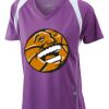  James & Nicholson Ladies' Running-T (paars/wit) Thumbnail