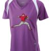  James & Nicholson Ladies' Running-T (paars/wit) Thumbnail