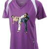  James & Nicholson Ladies' Running-T (paars/wit) Thumbnail
