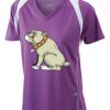  James & Nicholson Ladies' Running-T (paars/wit) Thumbnail