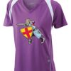  James & Nicholson Ladies' Running-T (paars/wit) Thumbnail