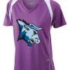  James & Nicholson Ladies' Running-T (paars/wit) Thumbnail