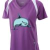  James & Nicholson Ladies' Running-T (paars/wit) Thumbnail