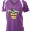  James & Nicholson Ladies' Running-T (paars/wit) Thumbnail