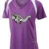 James & Nicholson Ladies' Running-T (paars/wit) Thumbnail