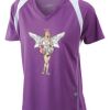  James & Nicholson Ladies' Running-T (paars/wit) Thumbnail