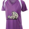  James & Nicholson Ladies' Running-T (paars/wit) Thumbnail