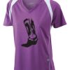  James & Nicholson Ladies' Running-T (paars/wit) Thumbnail