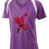  James & Nicholson Ladies' Running-T (paars/wit) Thumbnail