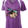  James & Nicholson Ladies' Running-T (paars/wit) Thumbnail