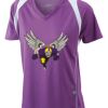  James & Nicholson Ladies' Running-T (paars/wit) Thumbnail