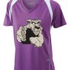  James & Nicholson Ladies' Running-T (paars/wit) Thumbnail