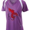  James & Nicholson Ladies' Running-T (paars/wit) Thumbnail