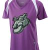  James & Nicholson Ladies' Running-T (paars/wit) Thumbnail