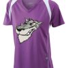  James & Nicholson Ladies' Running-T (paars/wit) Thumbnail