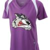  James & Nicholson Ladies' Running-T (paars/wit) Thumbnail