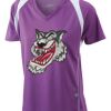  James & Nicholson Ladies' Running-T (paars/wit) Thumbnail