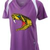  James & Nicholson Ladies' Running-T (paars/wit) Thumbnail