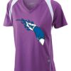  James & Nicholson Ladies' Running-T (paars/wit) Thumbnail