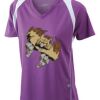  James & Nicholson Ladies' Running-T (paars/wit) Thumbnail