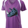  James & Nicholson Ladies' Running-T (paars/wit) Thumbnail