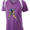  James & Nicholson Ladies' Running-T (paars/wit) Thumbnail