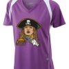  James & Nicholson Ladies' Running-T (paars/wit) Thumbnail