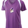  James & Nicholson Ladies' Running-T (paars/wit) Thumbnail
