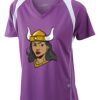  James & Nicholson Ladies' Running-T (paars/wit) Thumbnail
