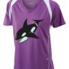  James & Nicholson Ladies' Running-T (paars/wit) Thumbnail