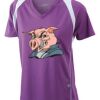  James & Nicholson Ladies' Running-T (paars/wit) Thumbnail