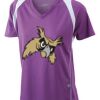  James & Nicholson Ladies' Running-T (paars/wit) Thumbnail