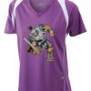 James & Nicholson Ladies' Running-T (paars/wit) Thumbnail