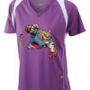  James & Nicholson Ladies' Running-T (paars/wit) Thumbnail